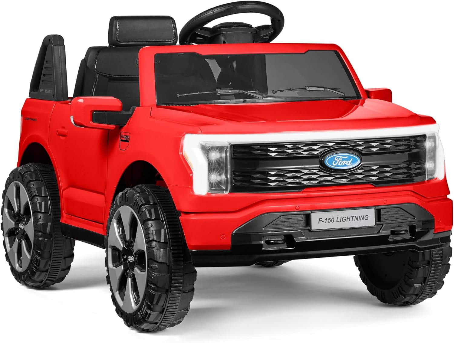 Ford F-150 Lightning 12V Electric Ride-On Truck for Kids – Red, Bluetooth, Paren