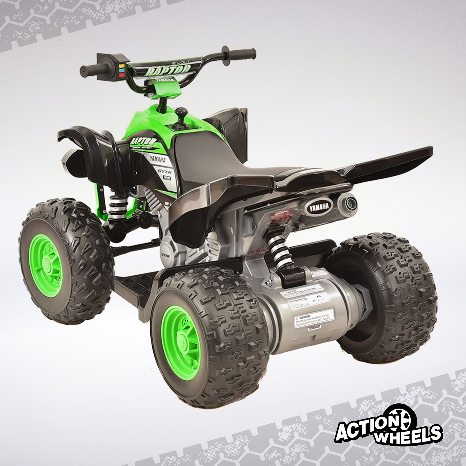 Kids Ride On Toy ATV Yamaha Raptor Quad Bike 12V Battery Powered Black Green