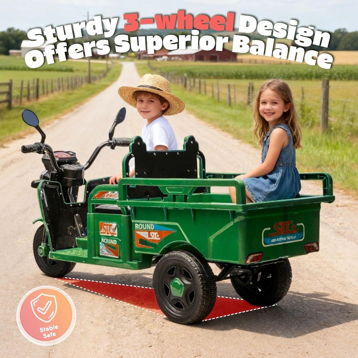 12V Kids Ride on Tractor with Cargo Bed Electric Dump Truck with LED Light Music