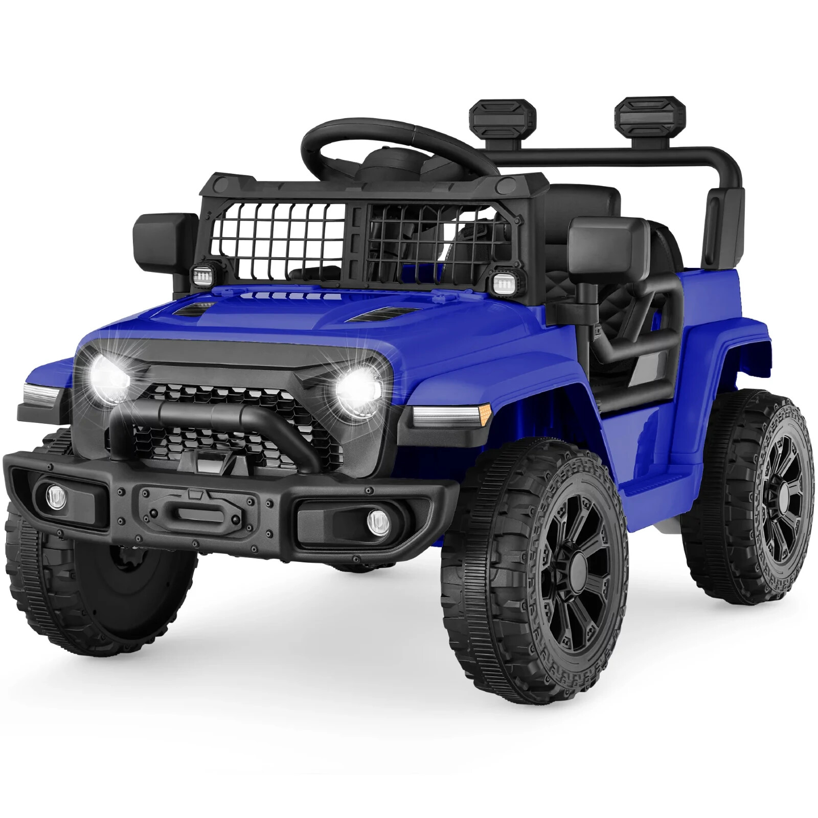 6V Kids Ride On Truck Car LED Parent Remote Control Jeep Blue Ages 3 to 5 Gift