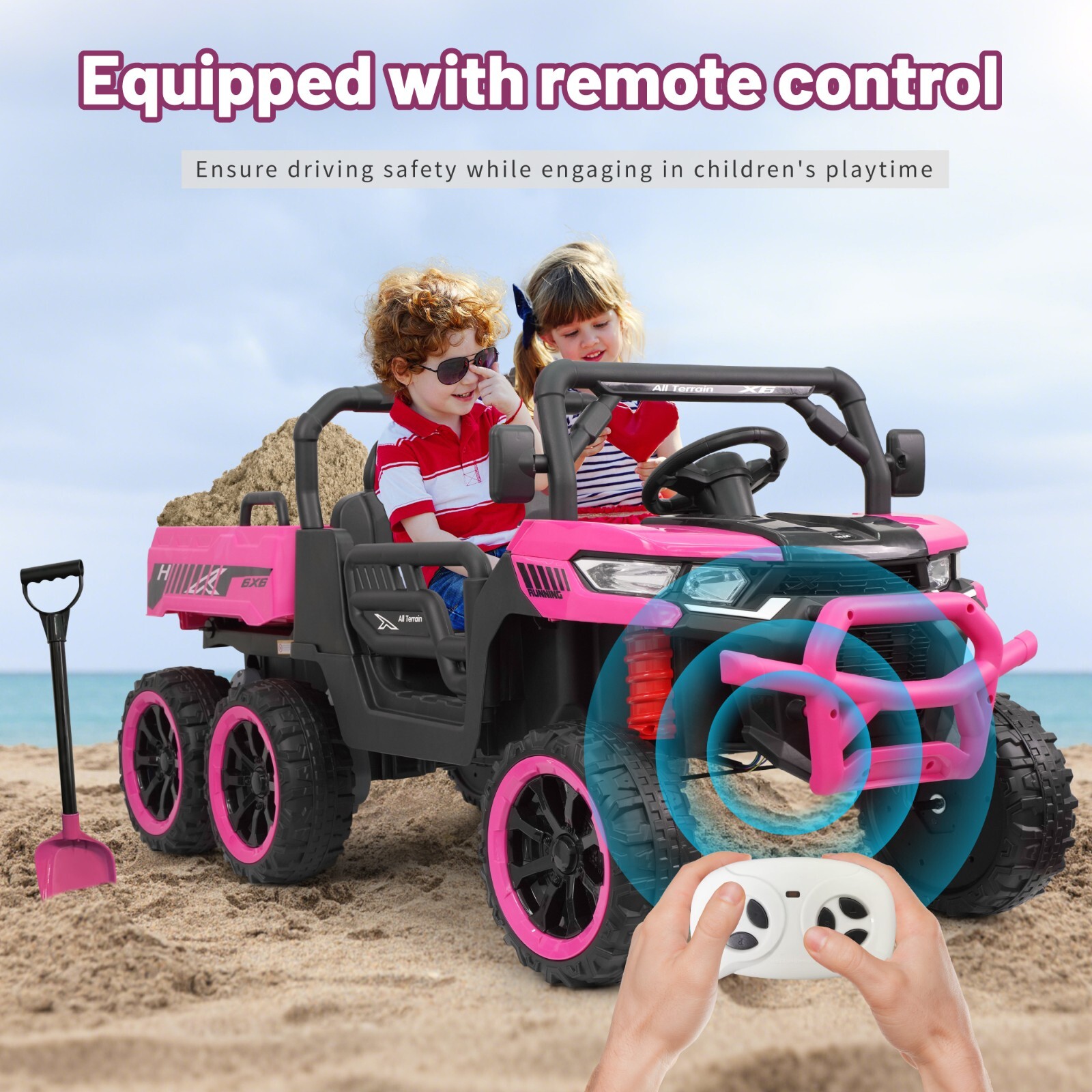 Pink 24V Kids Ride on Toy 2 Seater Electric Truck Power Wheels Car with Remote