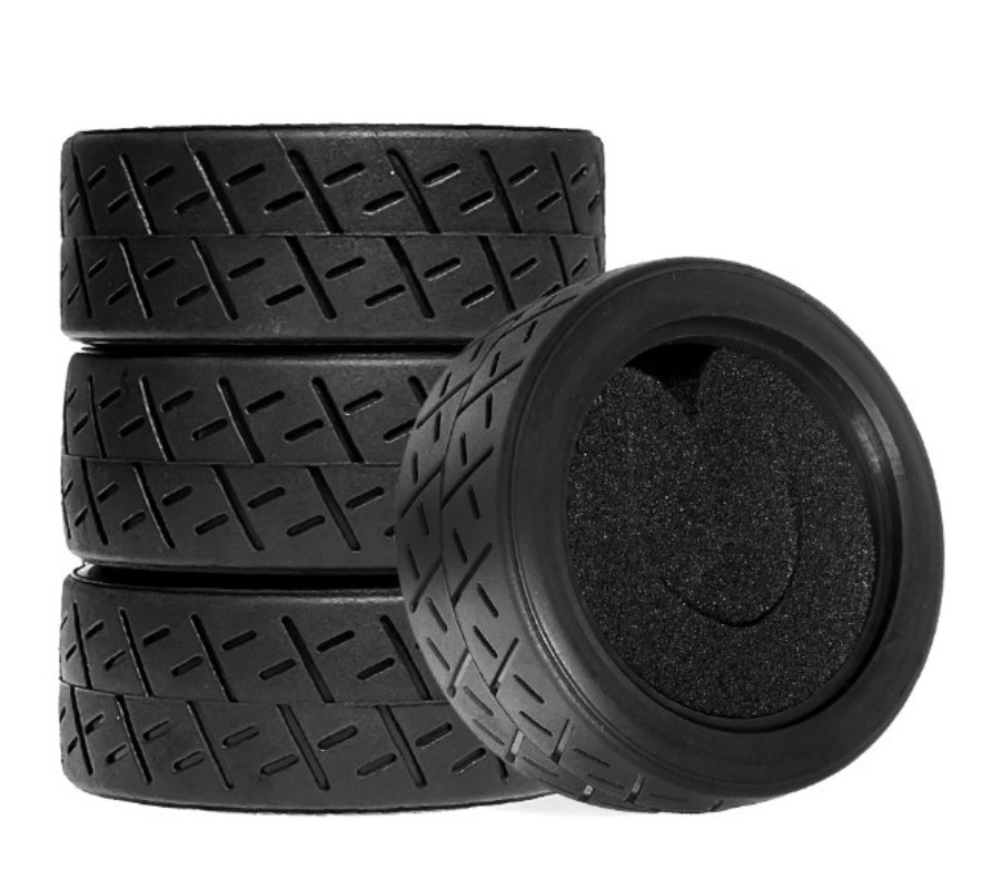 4PCS 26mm X-pattern Soft Rubber Tire for 1/10 Tamiya Wheel Rim On Road RC Car