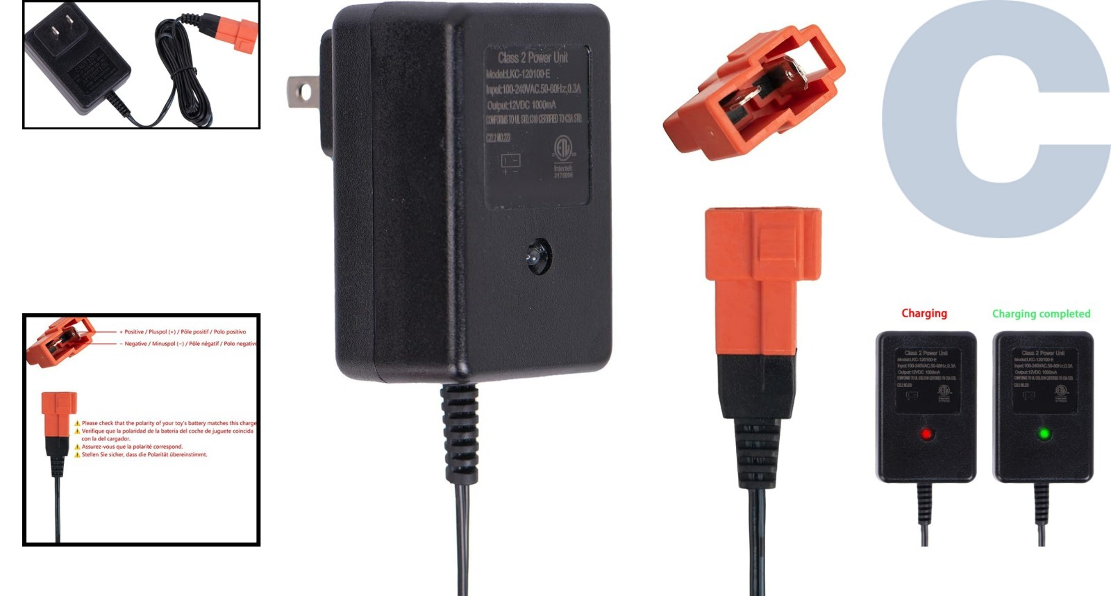 Certified 12V Charger for Ride-On Cars – Square Plug, Optimal for Kids’ Toys