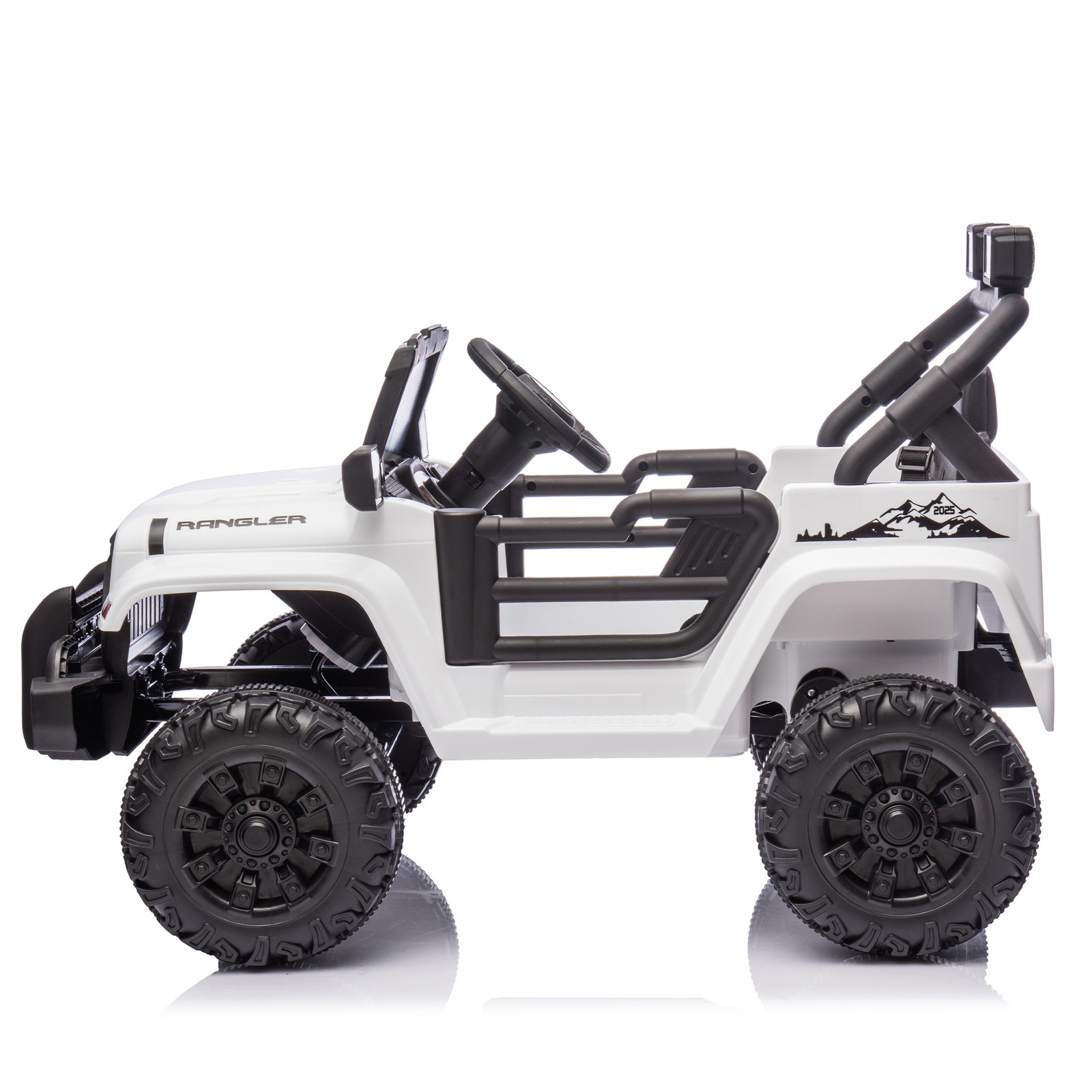12V Kids Ride On Car Dual Drive 4 wheel With Bluetooth USB for Kids 2-4 White