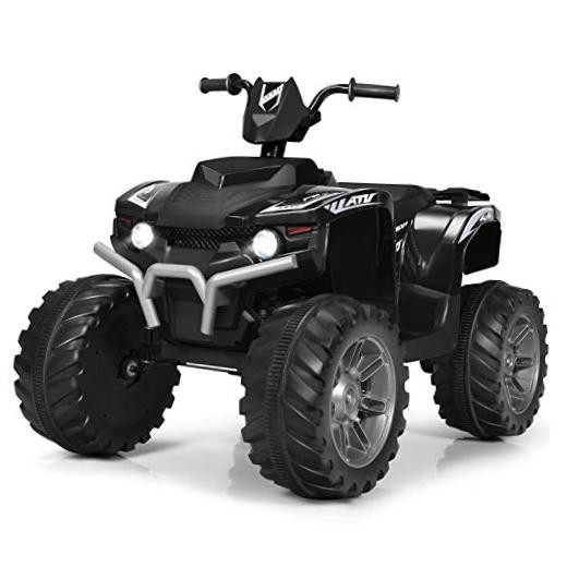 Kids ATV Battery Powered Electric Vehicle w/LED Lights, High & Low 12V Black