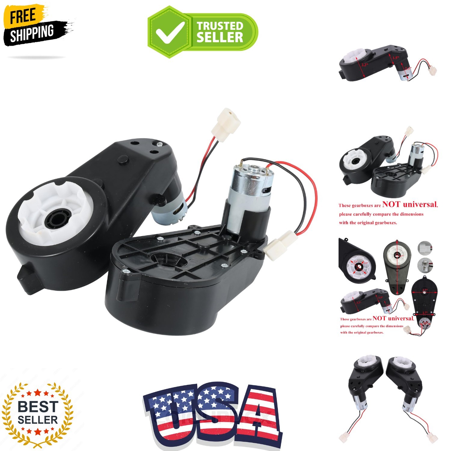 2 Pcs Kids Ride on Car Gearbox 550 12V Motor 30000RPM, Motorcycles High Speed…
