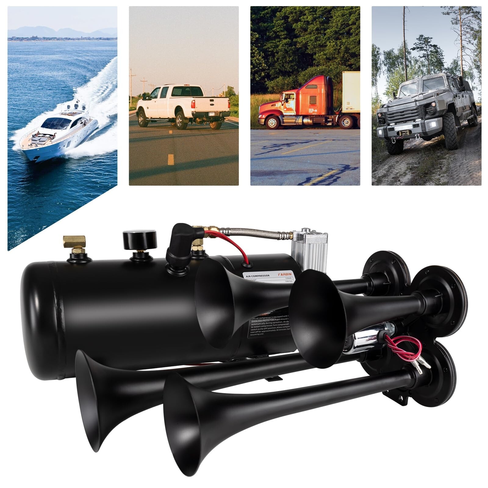 180db Air horn with 0.8 gallon Air Compressor, Super loud train horn kit with…