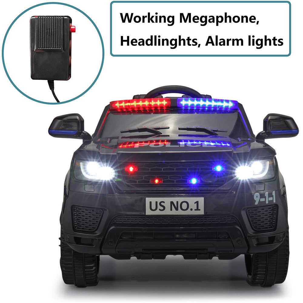 TOBBI 12V Kids Police Car Ride-On SUV with Parental Control Remote