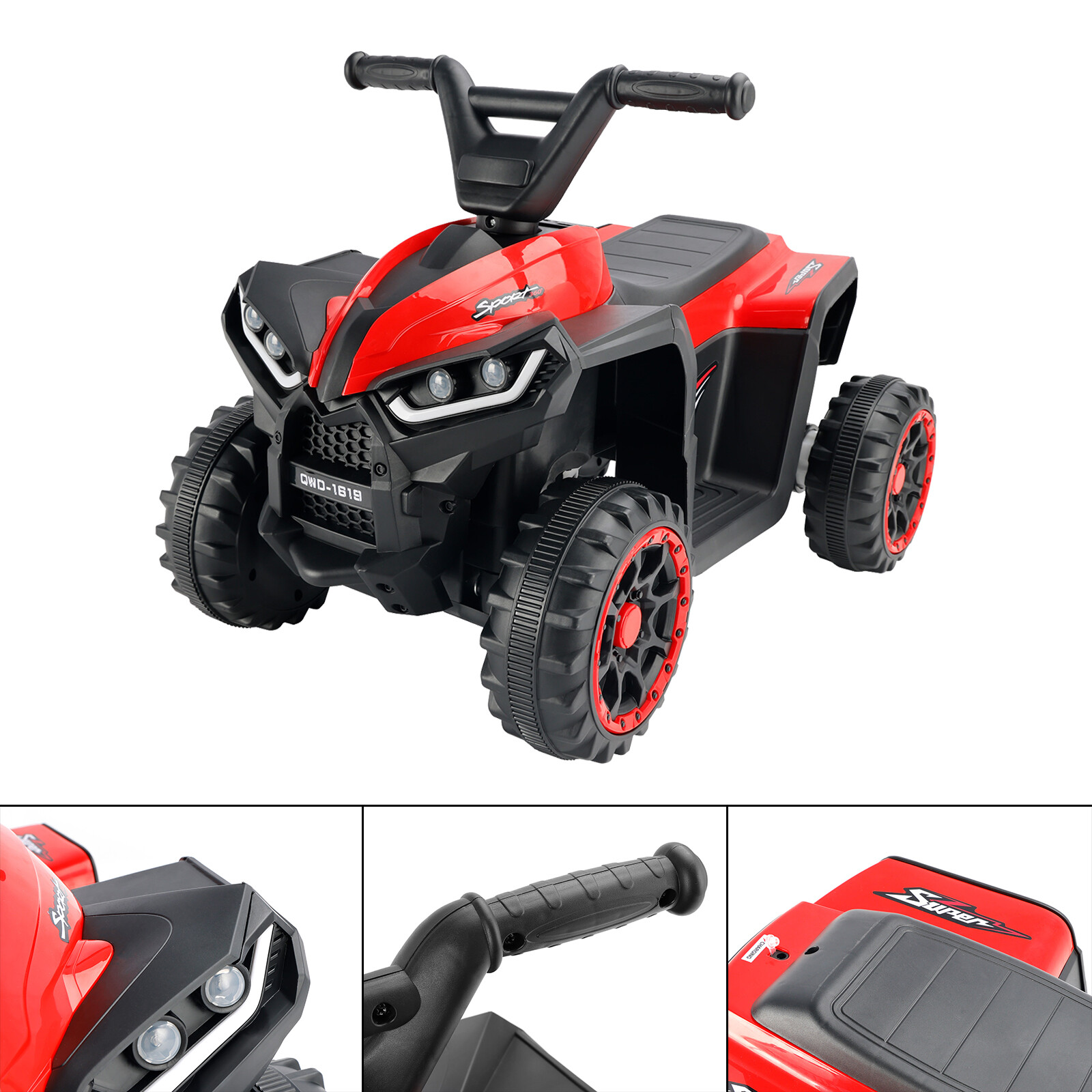 12V Ride On Atv Car For Kids Electric Toy Off-Road 4 Wheeler Quad Children Car E