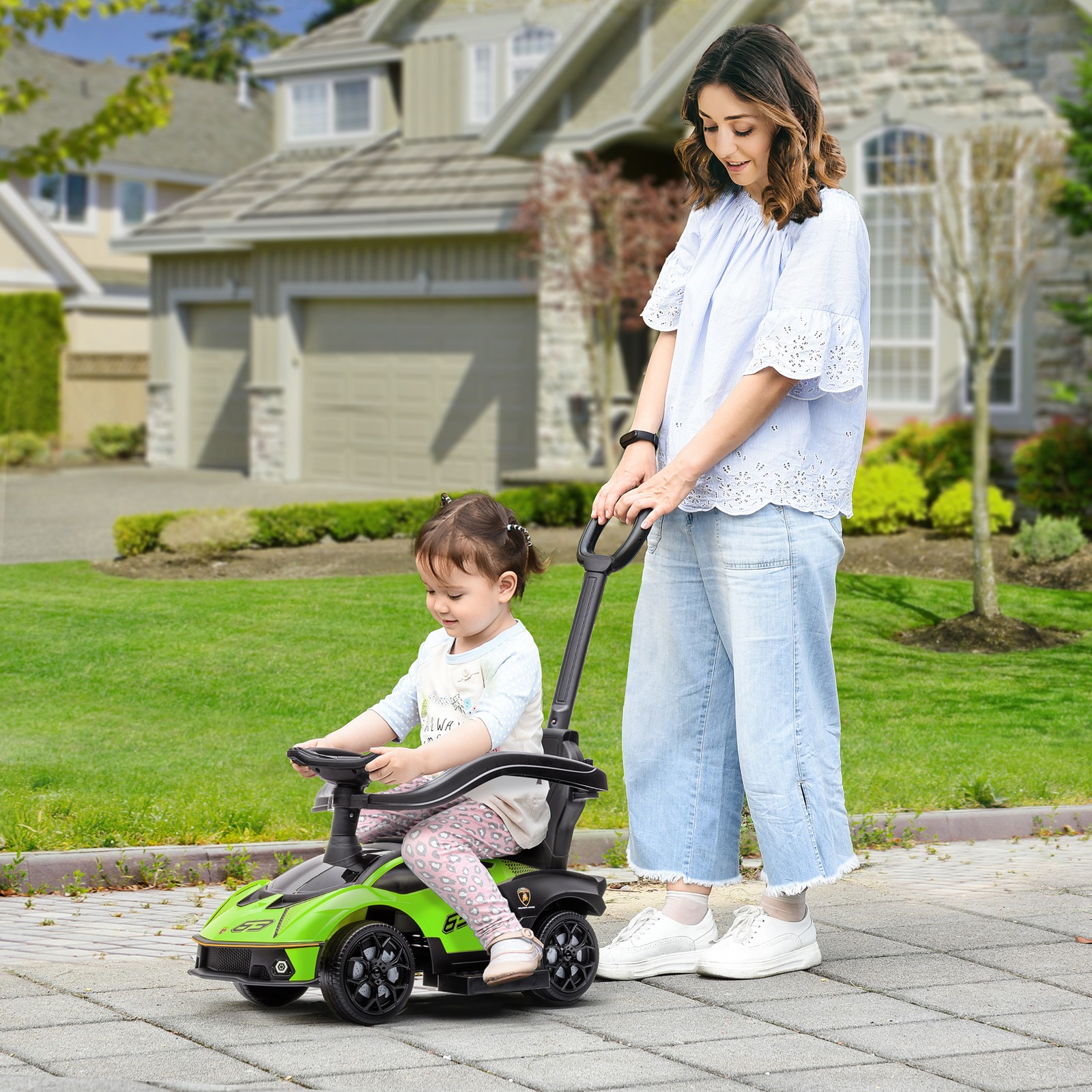 2 in 1 Ride on Push Car Essenza SCV12 Licensed Toddler Sliding Car, Manual Green