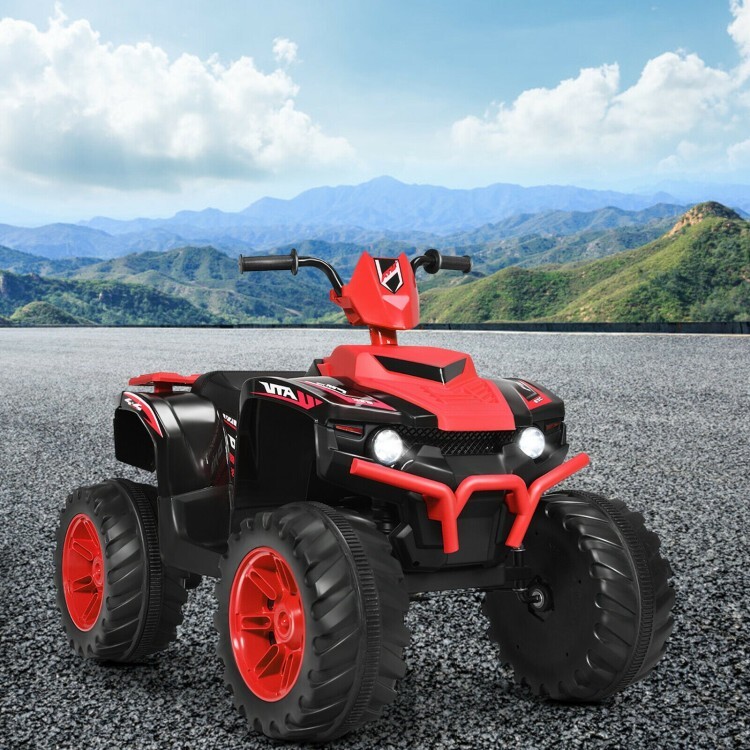 12V Kids Electric 4-Wheeler ATV Quad 2-Speeds Ride On Car Toys W/ LED Lights Red
