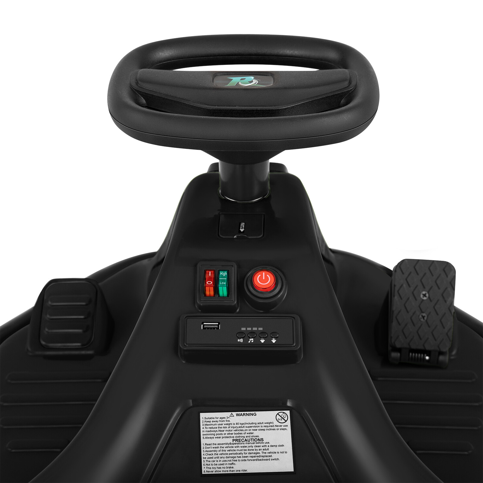 JOYLDIAS Black 24V Powered Kids Ride On Drifting Go Kart Variable Speed Cart360°