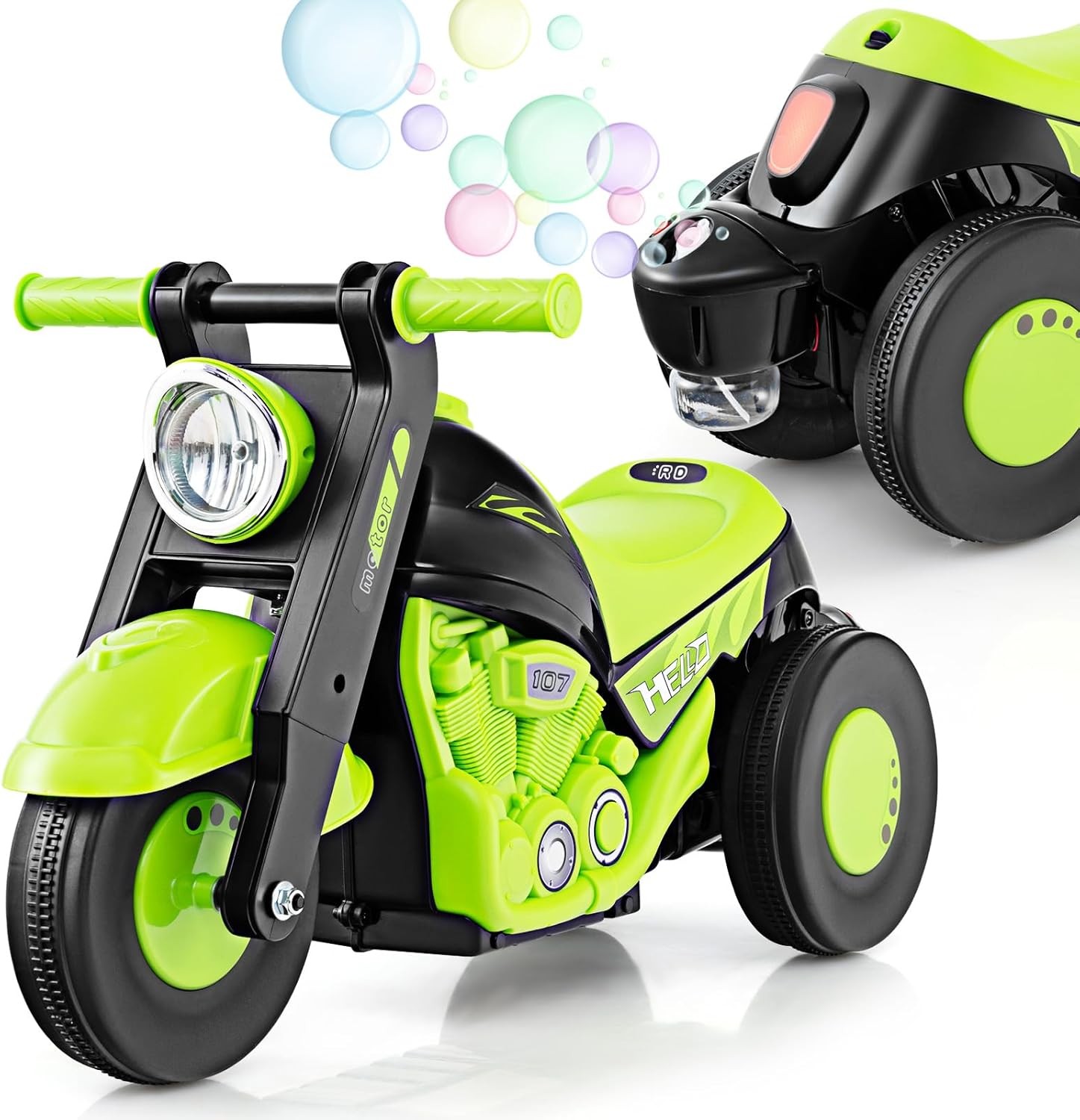 Push Car Sliding Car w/ Bubble Maker Foot-to-Floor Sliding Car Ride on Toys Gift