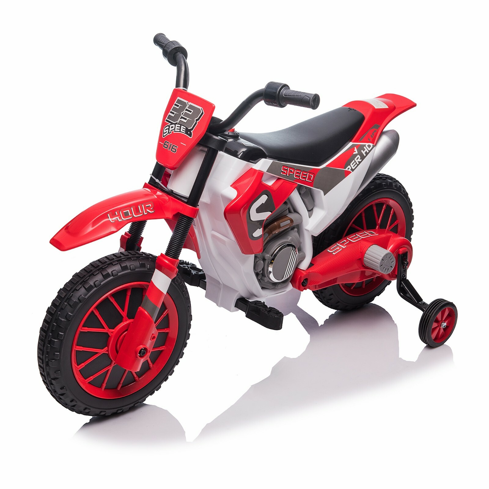 TOBBI 12V Kids Ride on Motrcycle Electric Motorbike w/Training Wheels, 2 Speeds