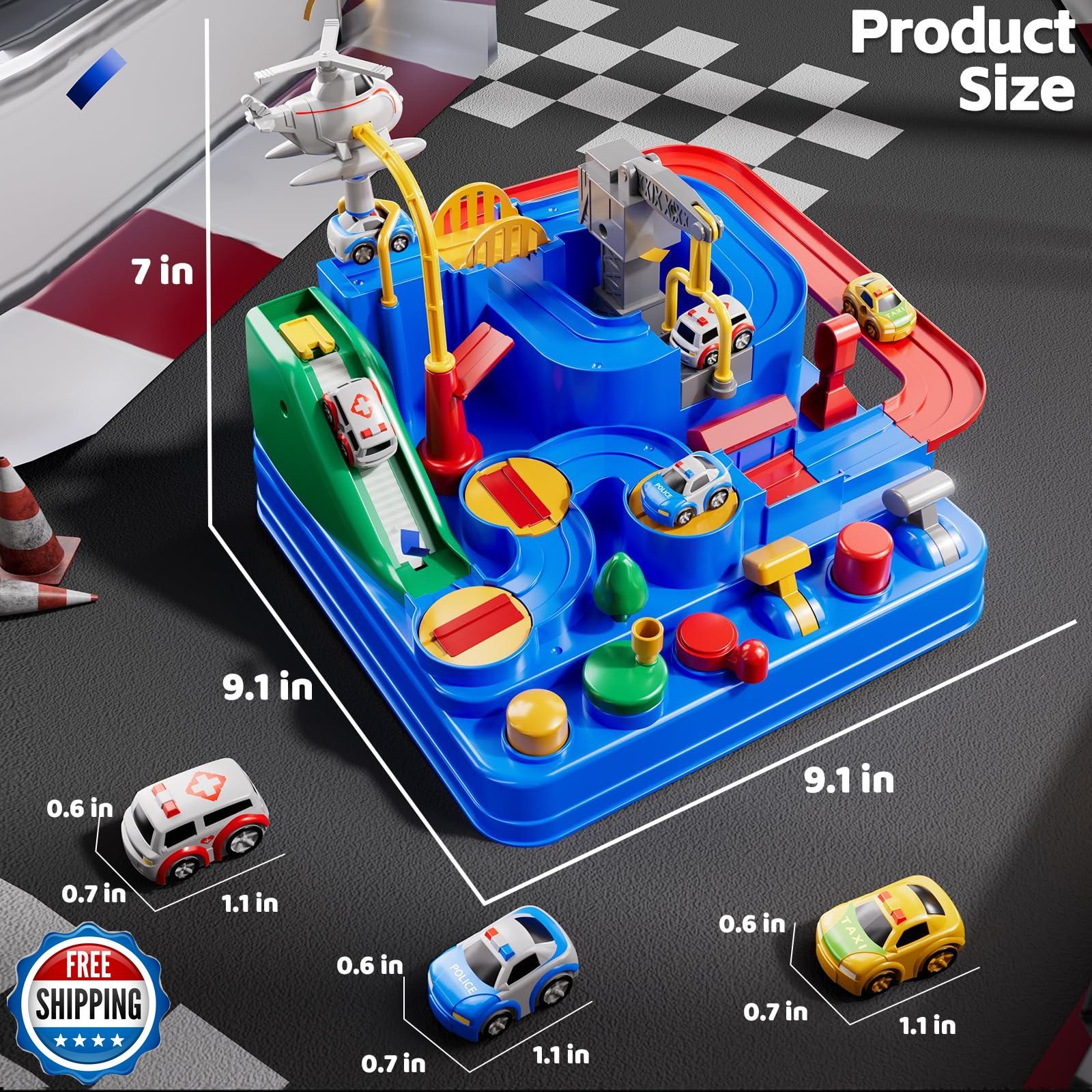 KIZONLY Car Race Track for Kids Ages 4-8, Kids Car Toys for 3 Year Old Boys,