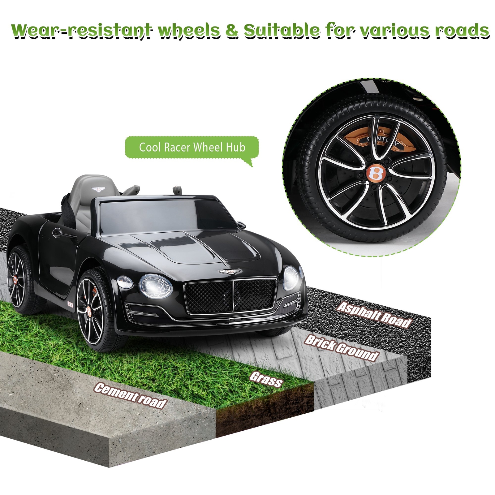 12V Bentley EXP12 Kids Electric Ride on Car Battery Powered Remote Control Music