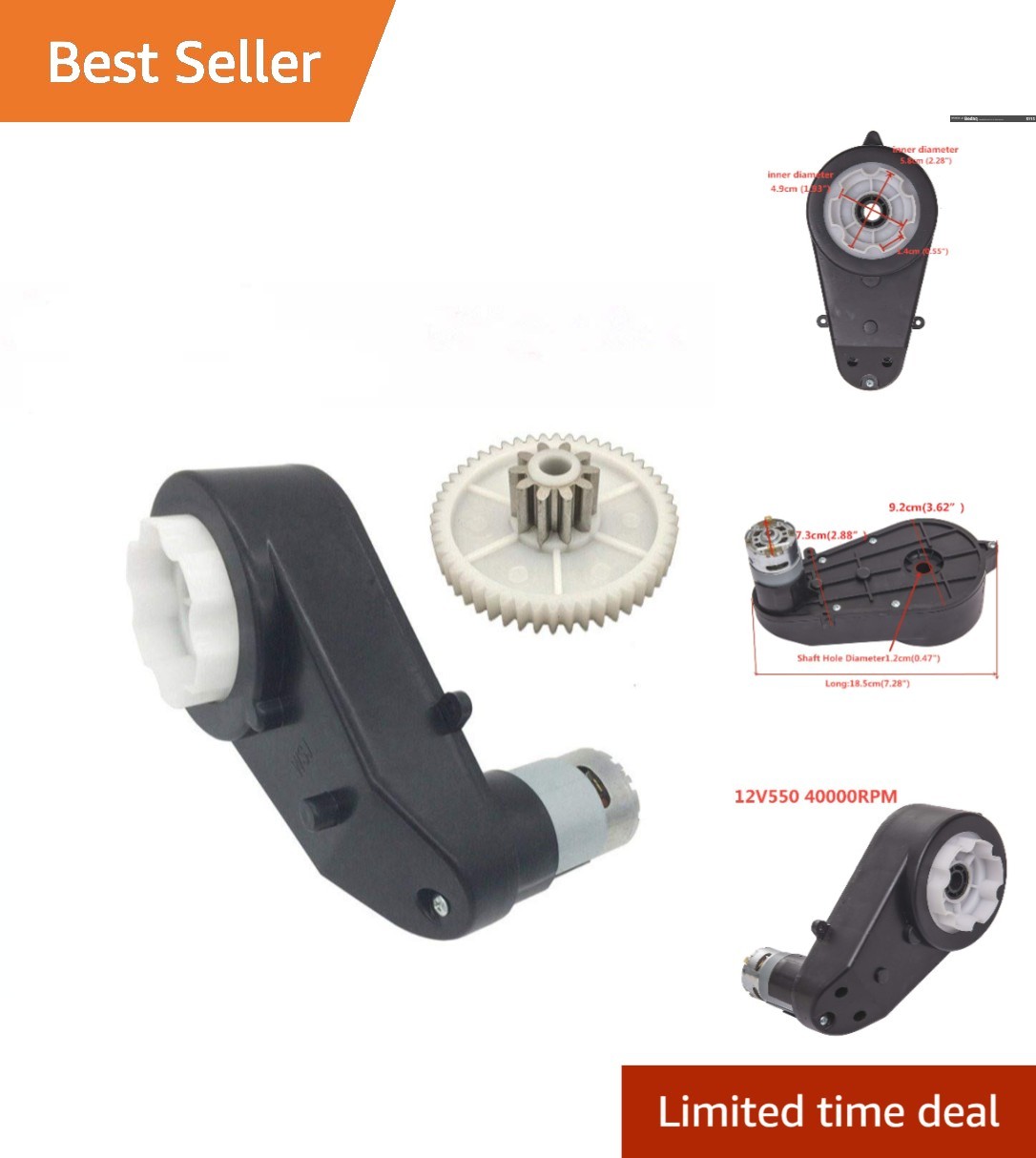 Electric Motor Gearbox 12V for Ride-On Cars – Lightweight & Fast-Installing