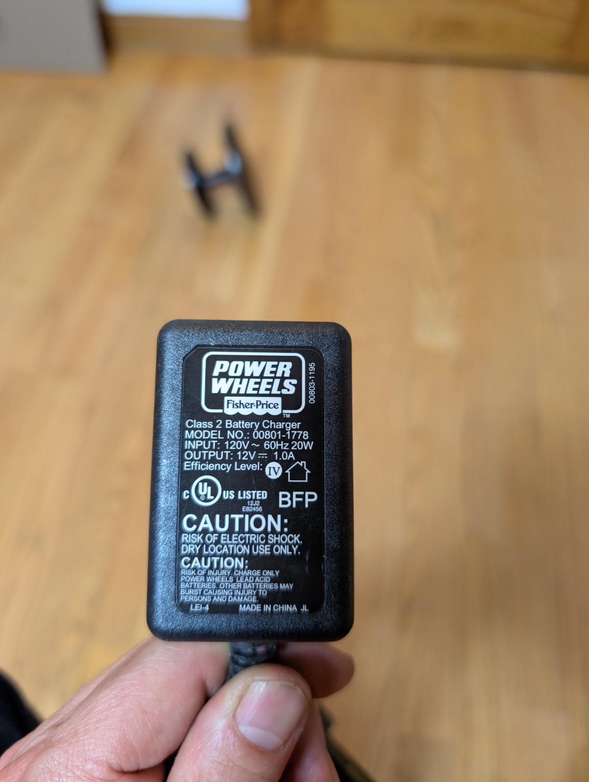 Power Wheels – Battery Charger – Genuine Fisher Price – Model 00801-1778, 12V 1A