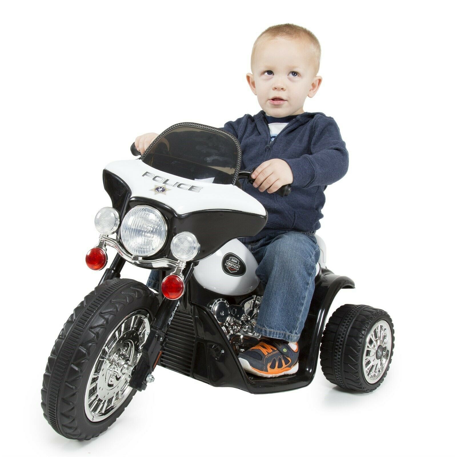 Three Wheeled Police Battery Operated Chopper Trike Ride on Toy 2-3 Yrs