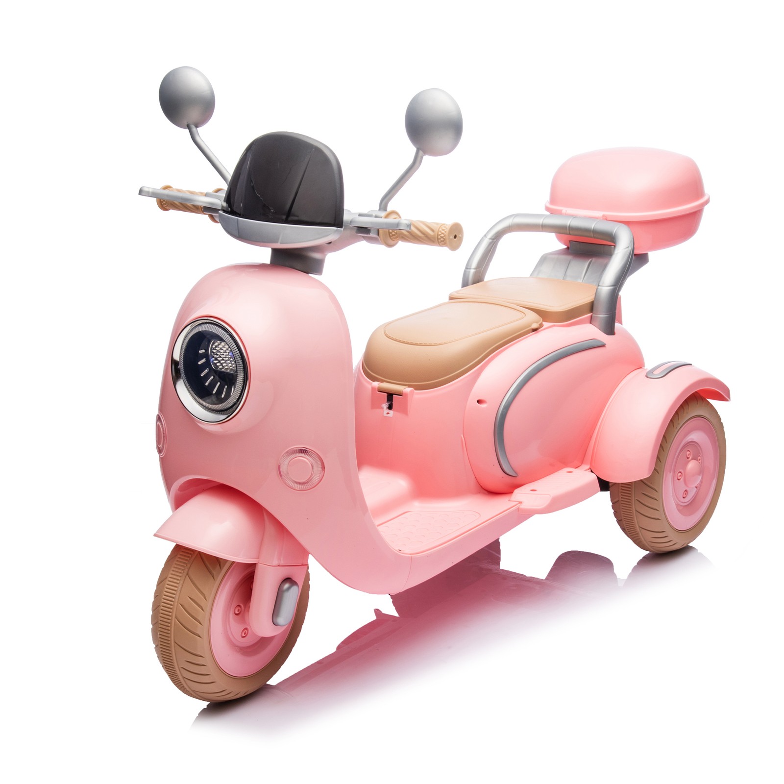 12V Two Motors Kids Ride On Level Up Two-seater 3 Wheel Toy for Kids 3-6 Pink