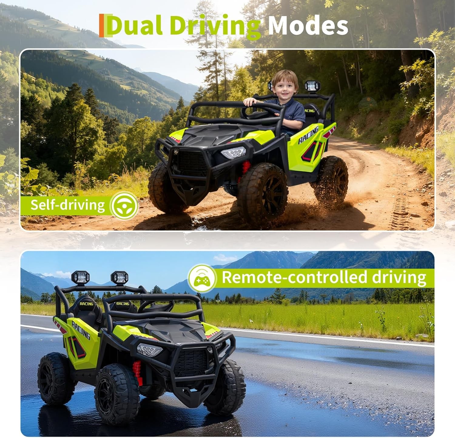 2 Seater Ride on Electric Car 24V Ride on Toys for Big Kids with Remote Control