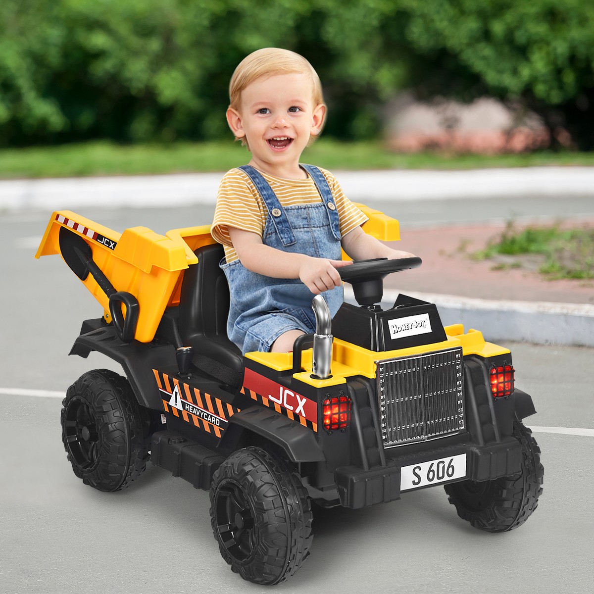 12V Battery Kids Ride On Dump Truck RC Construction Tractor w/ Electric Bucket