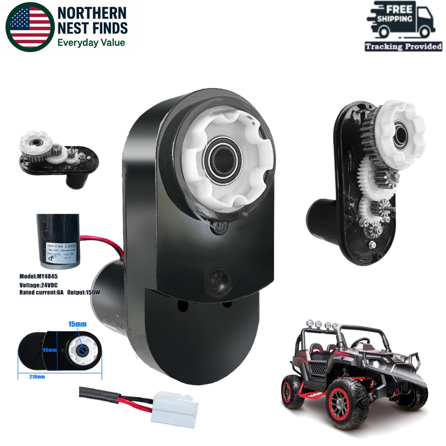 5000RPM 24V Motor Gearbox for Toys – Durable Metal Gear Design with Low Noise