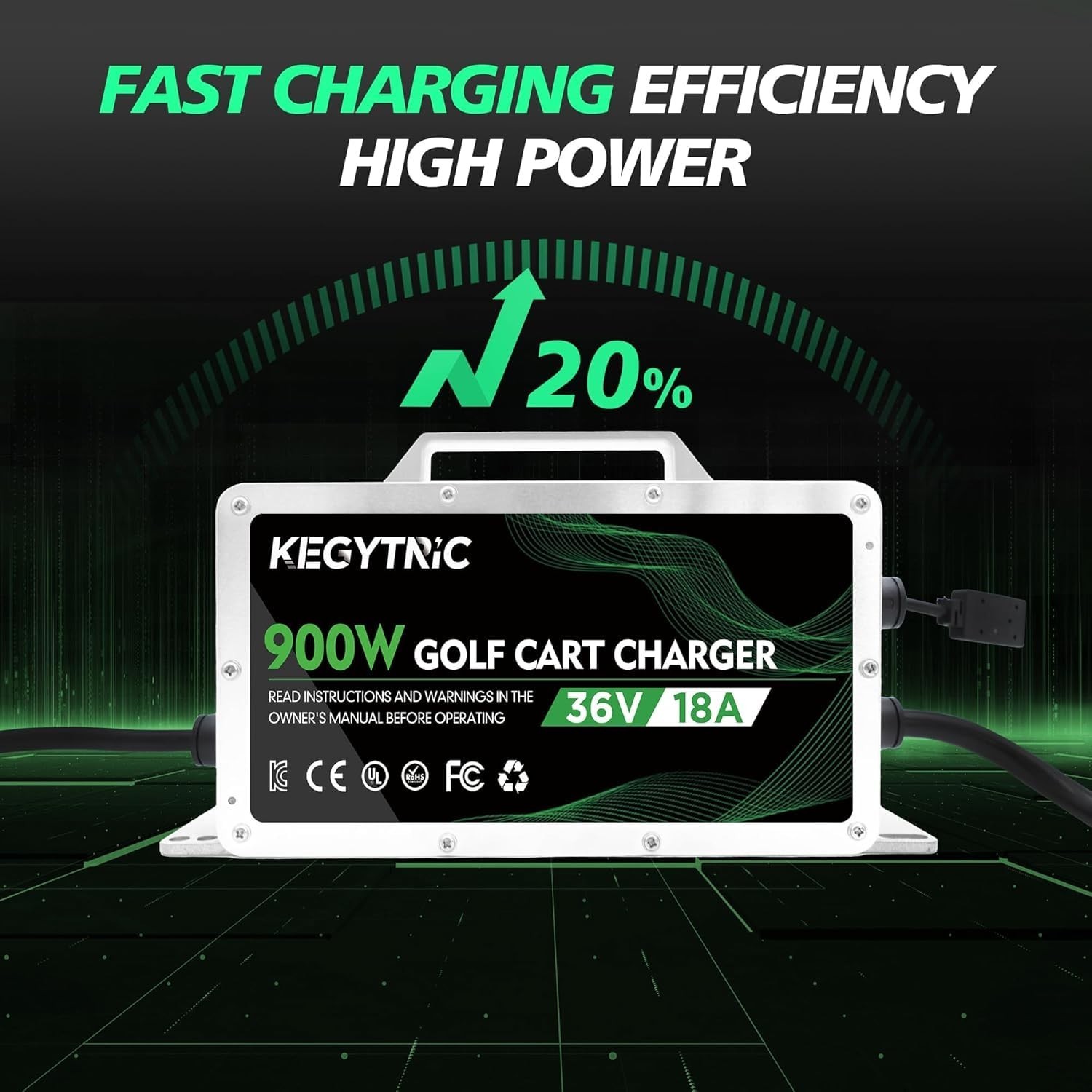 36V Golf Cart Charger, 18 AMP 36 Volt Golf Cart Battery Charger for Club Car,…