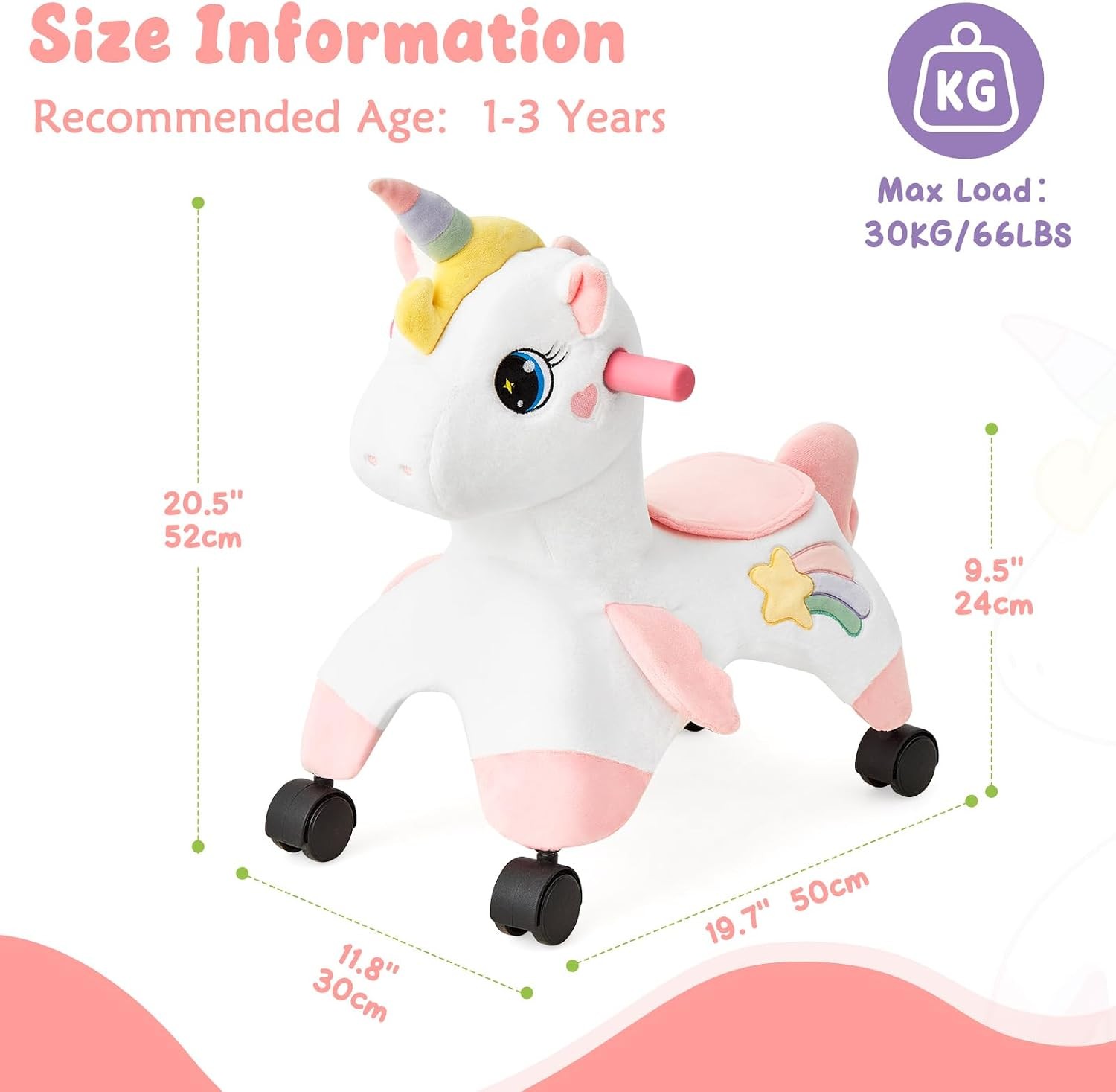 Unicorn Ride On Toys Toddler Ride On Toys W/ 360° Wheels Toddler Bike Designed