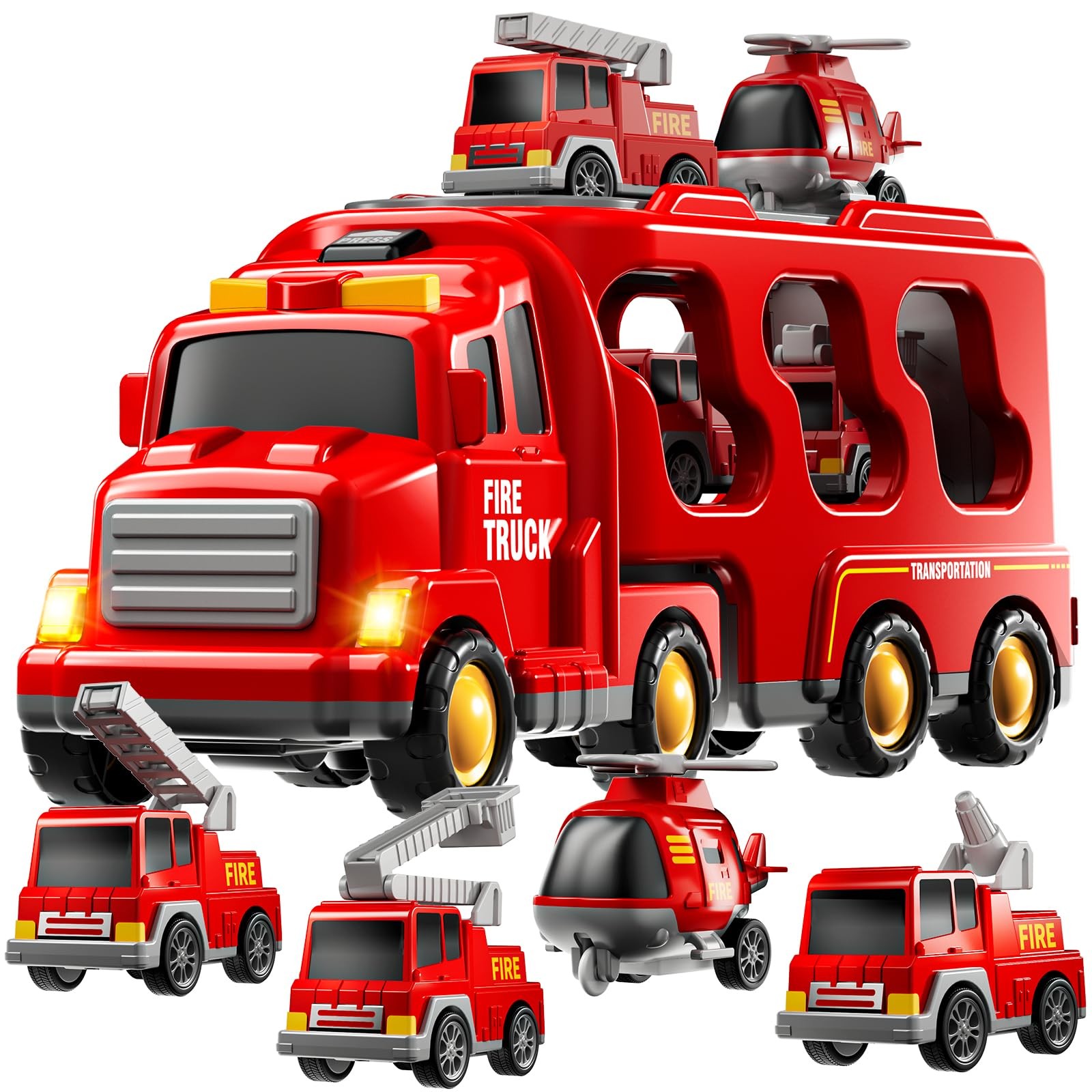 KIZONLY Fire Truck Toys for Toddler 1-3 3-5, 5-in-1 12.9 x 3.9 x 5.3 inches