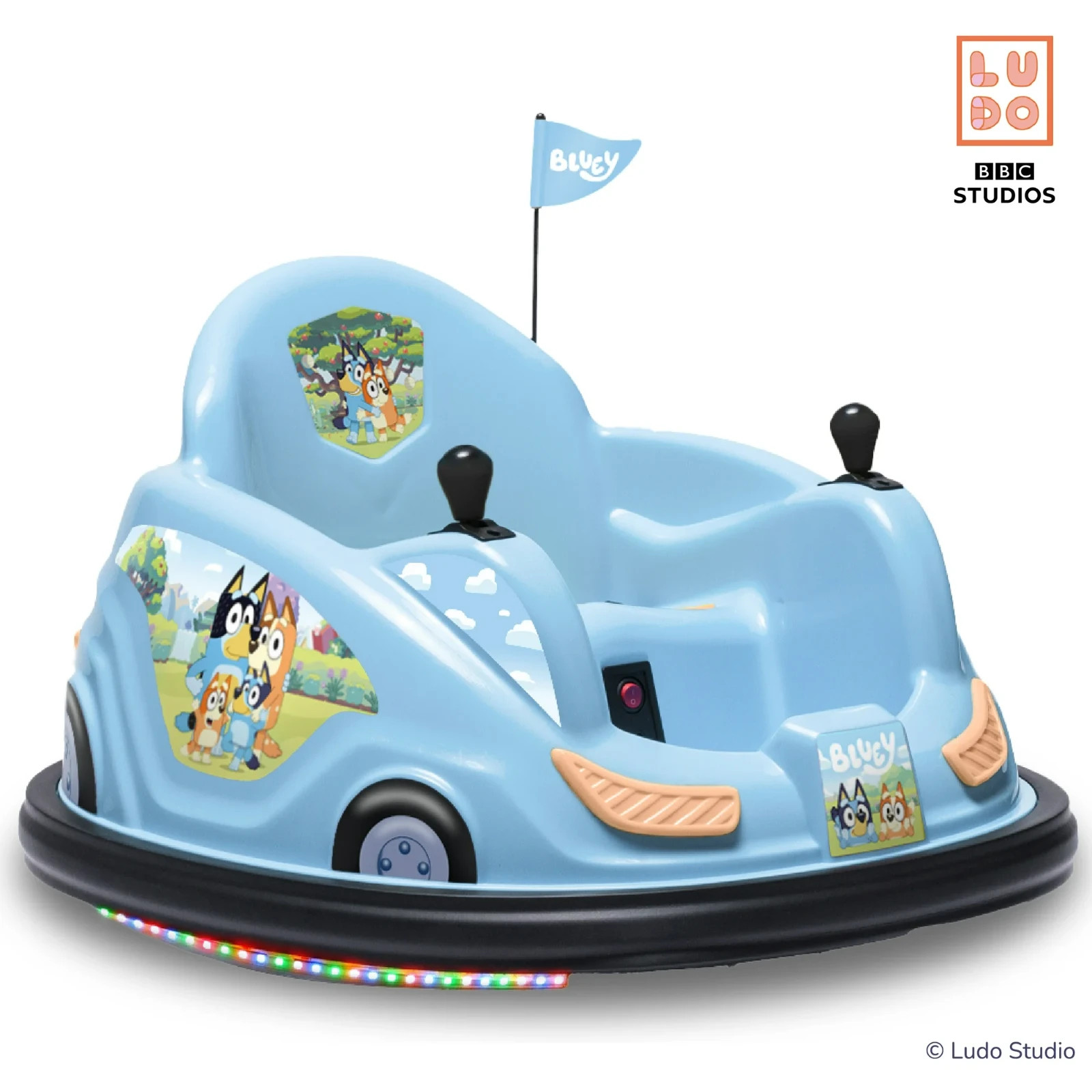 Bluey 6V Battery-Powered Bumper Car Ride-On, Ages 18-48 Months, Light Blue