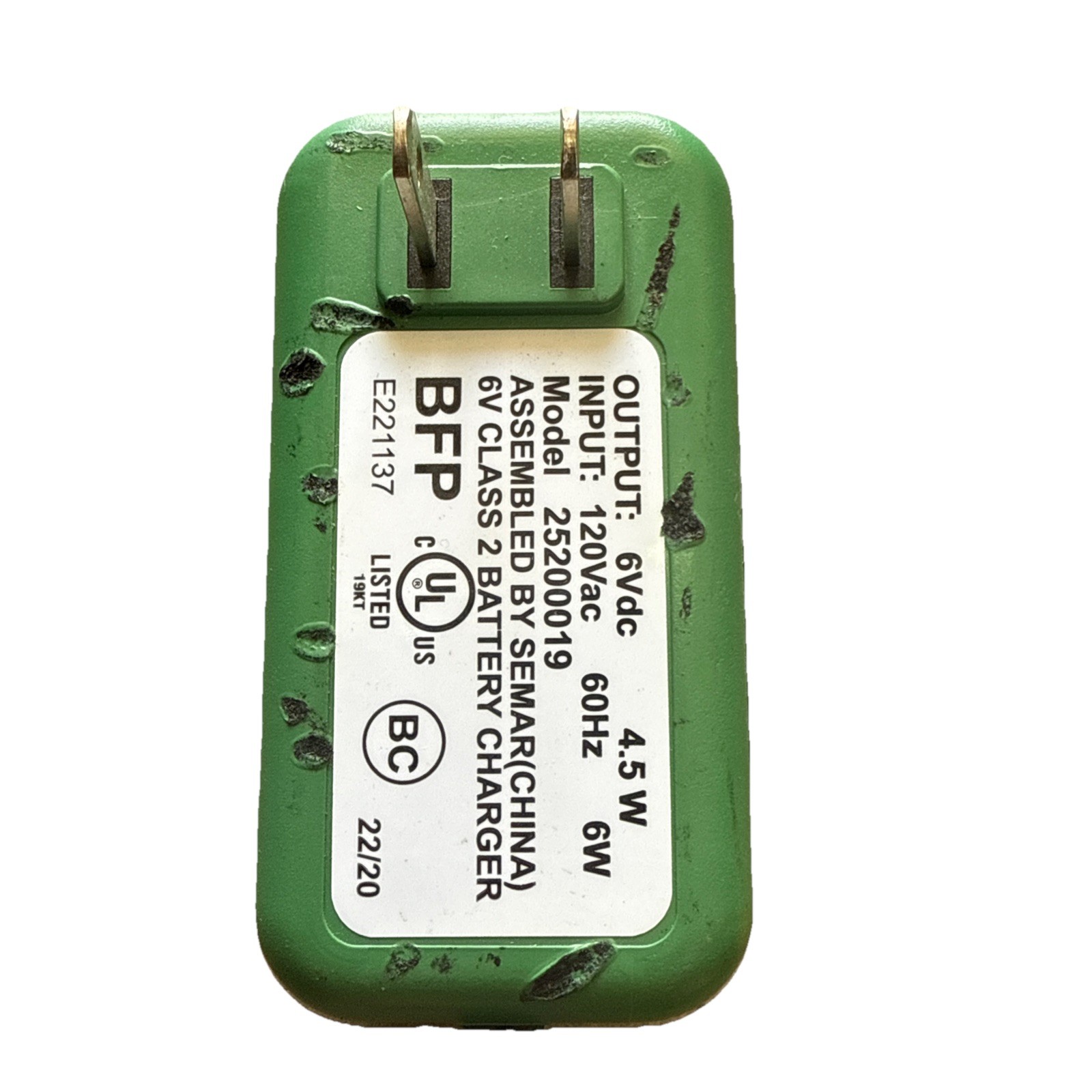 Peg Perego 6Vdc 25200019 MECB0085U 6V Battery Charger Genuine OEM
