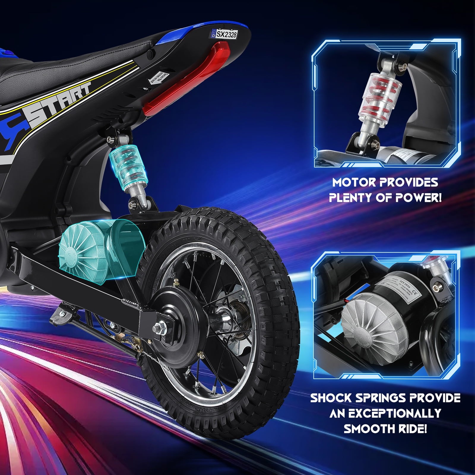 24V Ride-On Off Road Dirt Bike Electric Motorcycle 2 Speed 350W For Kids 13+