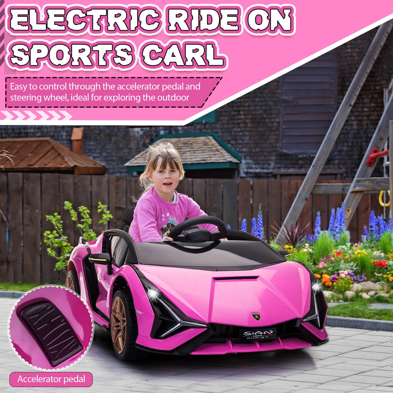 TOBBI 12V Kids Ride On Car Lamborghini SIAN Electric Vehicle w/Remote Control