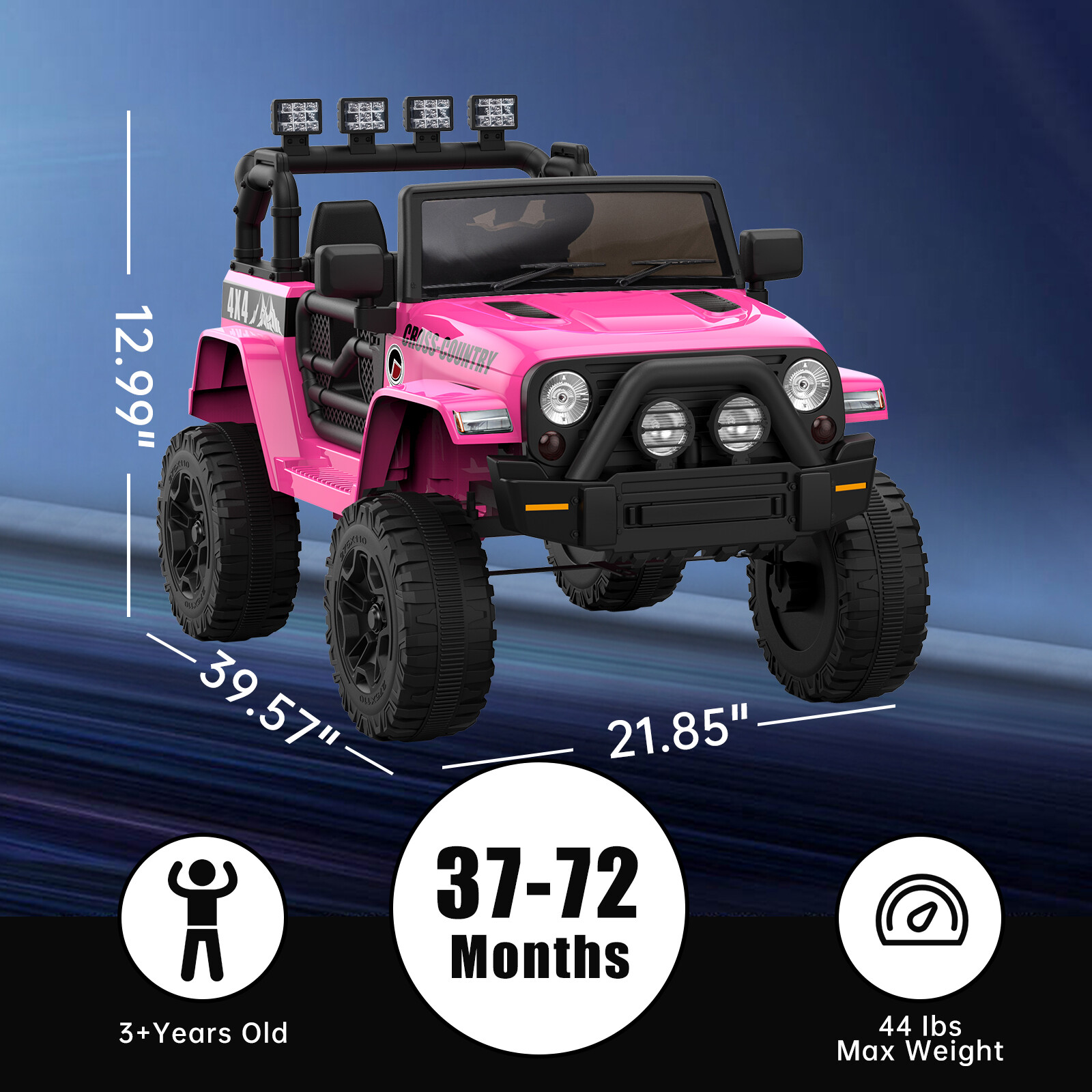 Kids Ride On Car SUV 12V Electric Vehicle Toy with Remote, LED Light, Music
