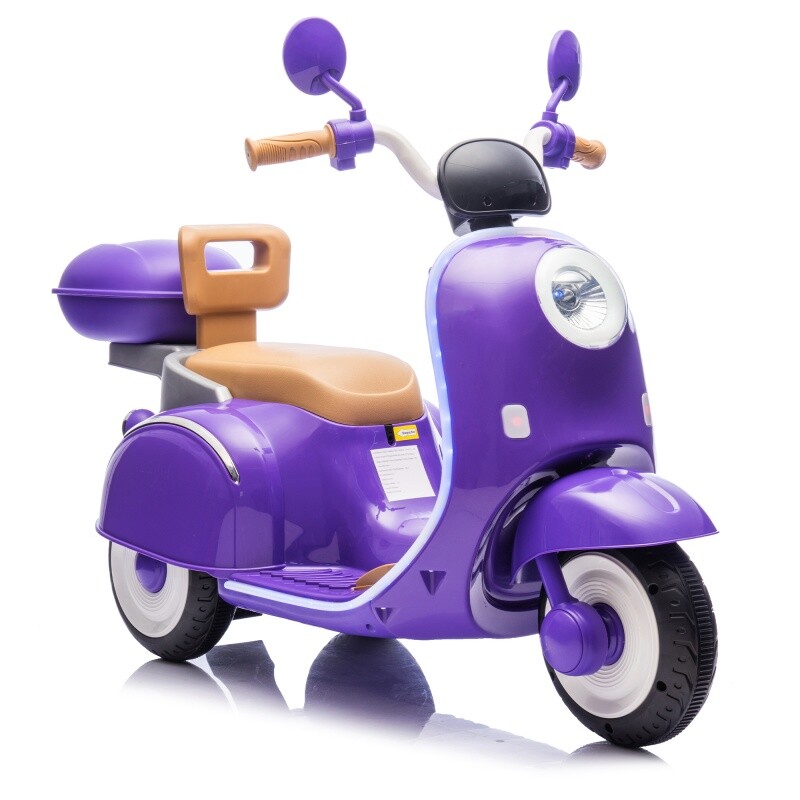 12V Kids Ride On Three-Wheel Electric Motorcycle W/Bluetooth Music For 3-6 Years