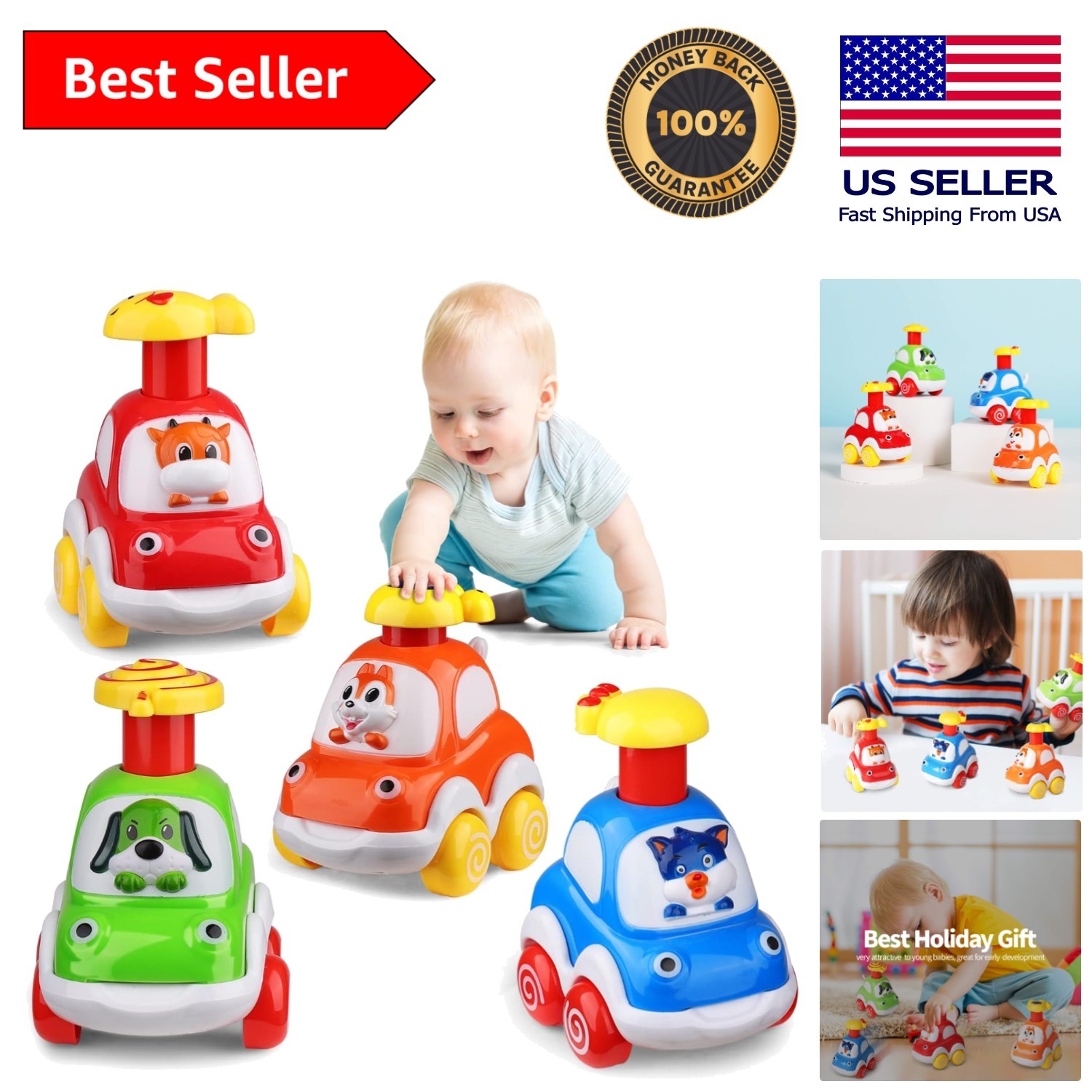Bright and Safe Animal Car Toys – Perfect Gifts for Toddlers 1-2