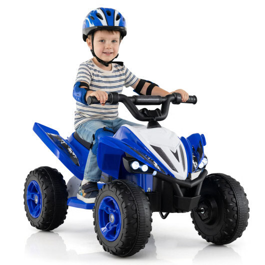 12V Kids Ride On ATV 4-Wheeler Quad with LED Lights and 7 mph Max Speed-Navy – C
