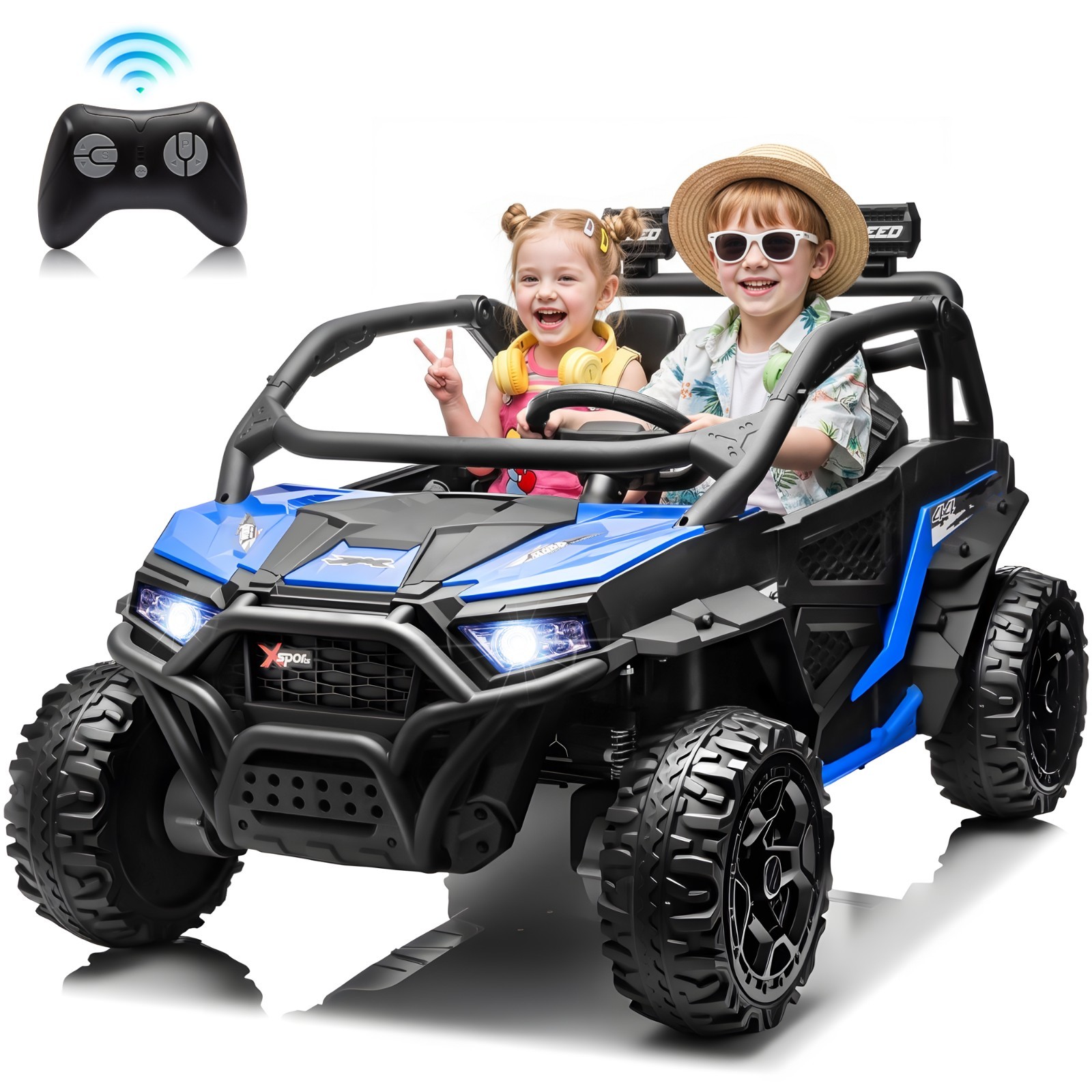 24V Ride On Car 800W Motors RC Bluetooth Spring Suspension LED Light Black