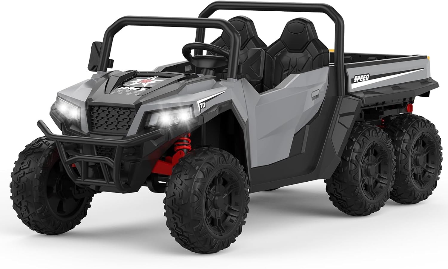 24V 4WD 6-Wheel Electric Ride On Dump Truck with Remote Control, 2 Seater Kids