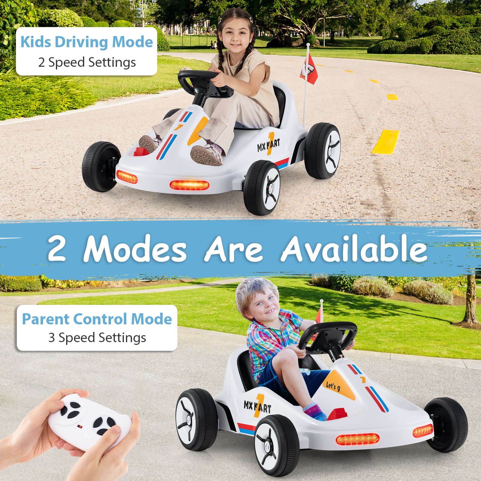 12V Kids Electric Go Kart 7AH Battery Powered Ride on Race Toy w/ Remote Control