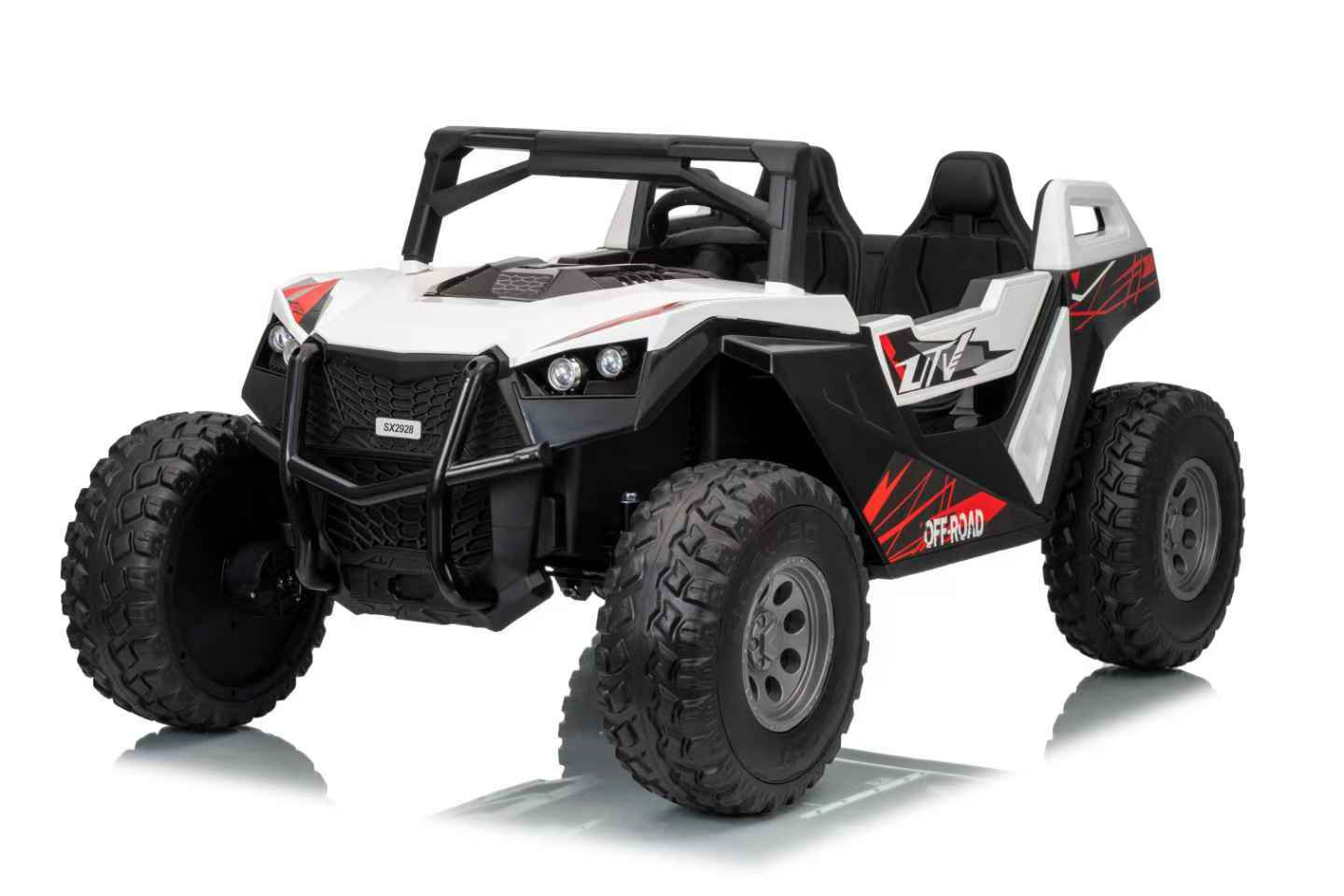 XXXL 24v Kids (3-8) Dune Buggy AWD 2 Leather Seats W/ Rubber Wheels AC & TV & RC