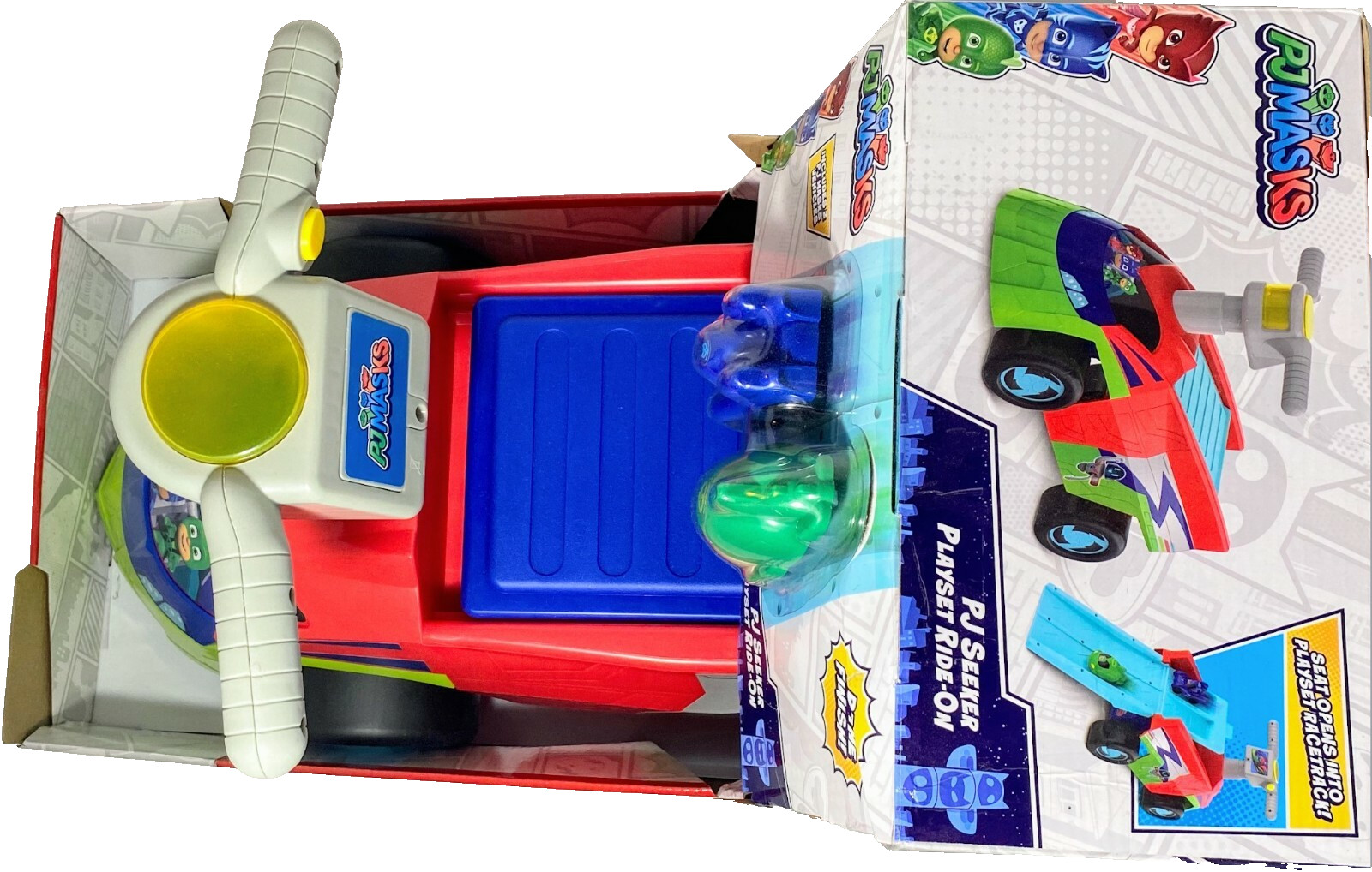 PJ Masks Seeker Ride On with 2 Mini Vehicles and Sounds for Kids 1-3 Years – NEW