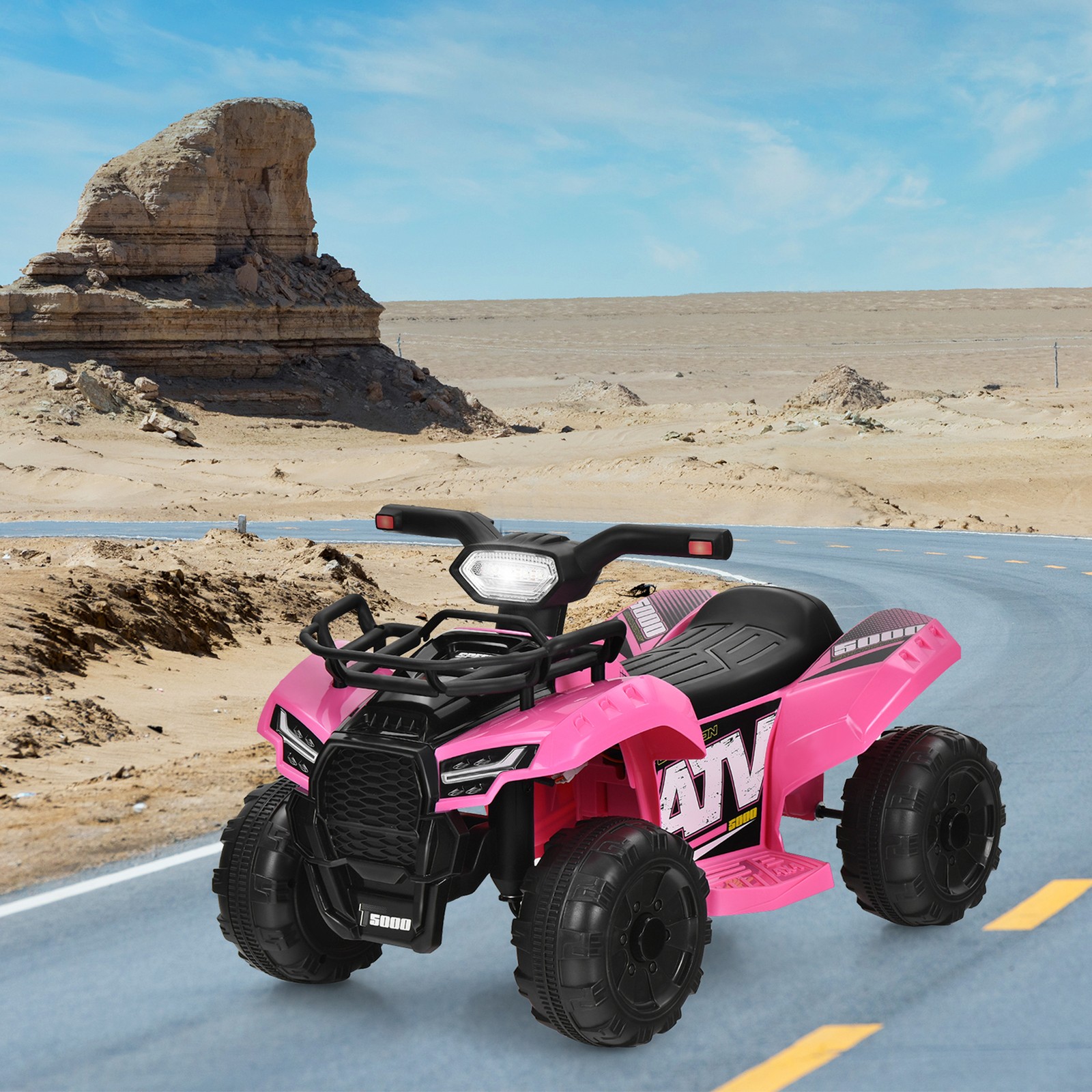 6V 4 Wheels ATV Quad Ride On Car Kids Ride-On Toy w/ Music Horn LED Light Pink
