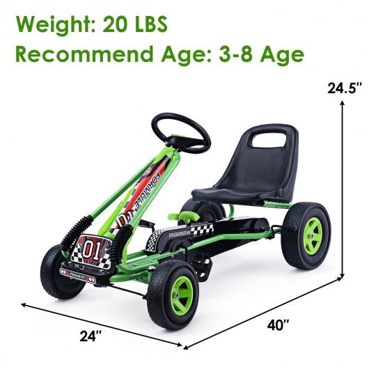 4 Wheels Kids Ride On Pedal Powered Bike Go Kart Racer Car Outdoor Play Toy-Gree