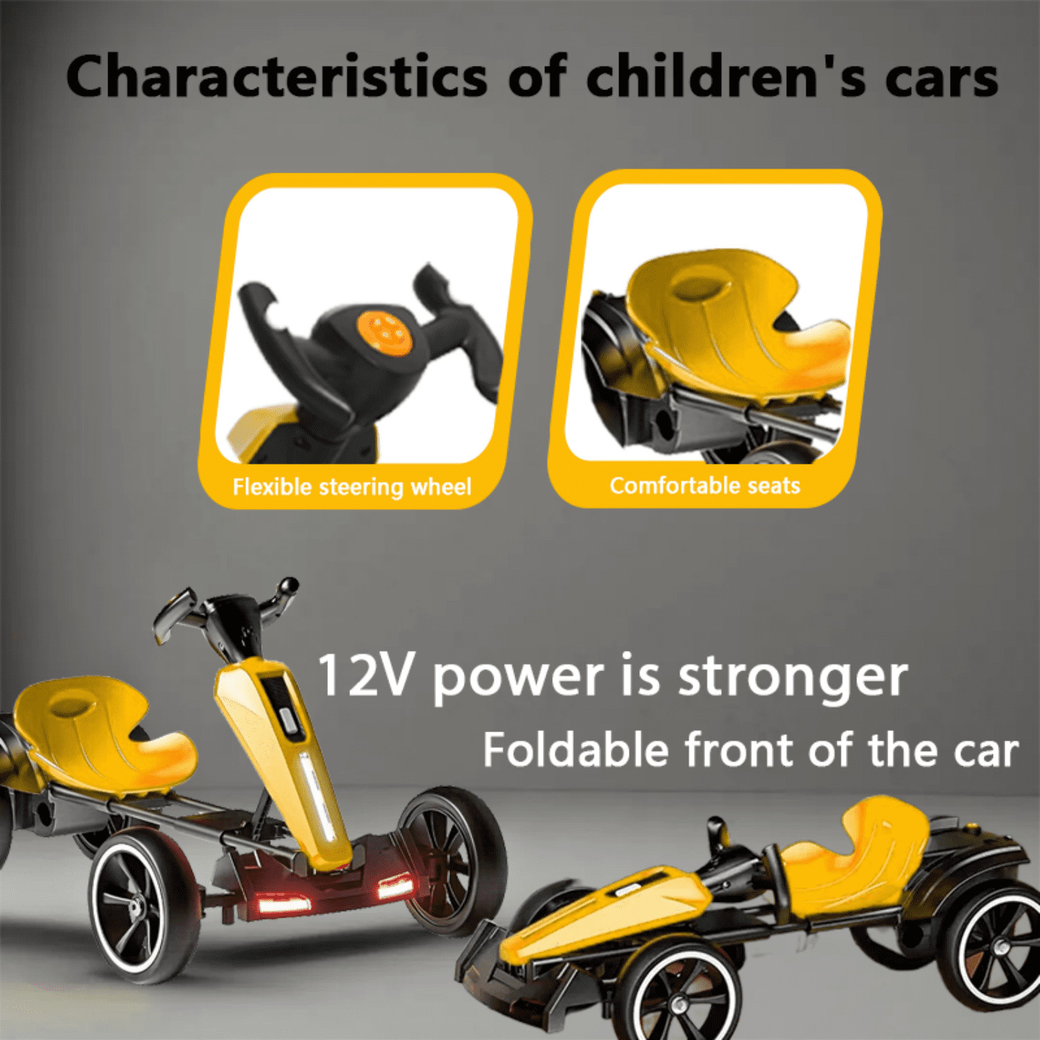 12V Electric Pedal Go Kart Ride on Toy for Kids 3-8 Years 400W*2 Motors 5 MPH