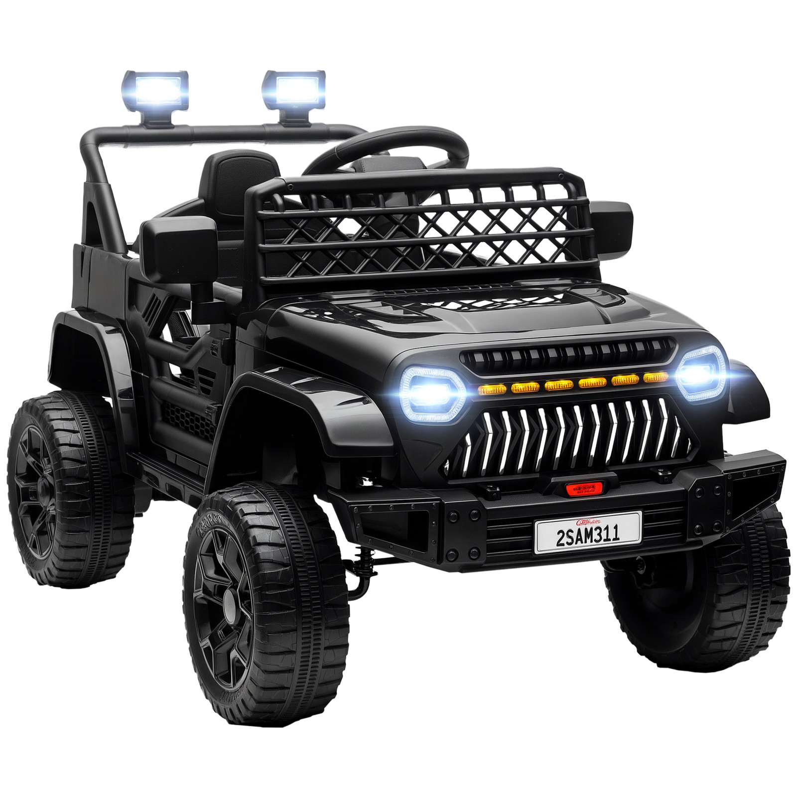 12V Ride On Truck w/ Spring Suspension, Remote, Black