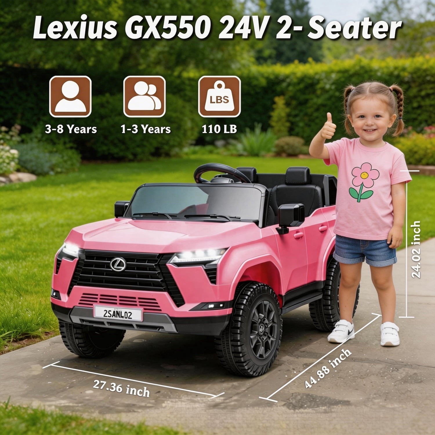 24V 2 Seater Kids Ride On Car Lexus GX550 Electric Truck Power Wheel with Remote