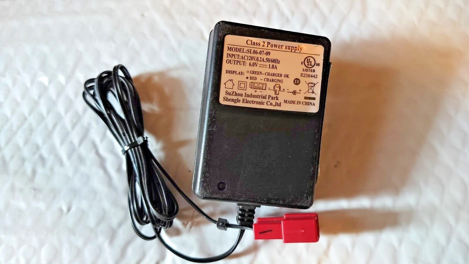 AC/DC Battery Charger for Kid Trax Shengle Electronic | Model: SL06-07-09 6V 1A