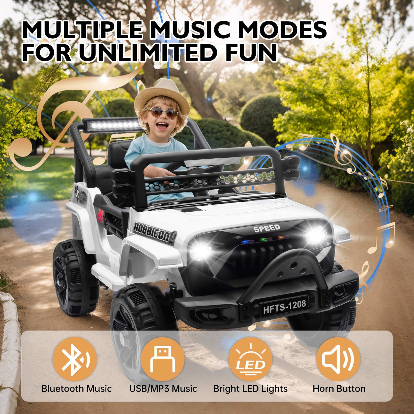 12V Electric Car Ride On Truck for Kids w/ Remote, Powered Wheels Toys,White